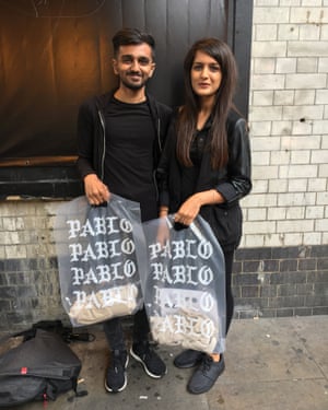 Londoners Chirag Parmar, 21 and Deesha Parmar, 23 at the London Kanye West pop up shop