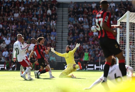 Ryan Christie shoots over the bar against Liverpool.