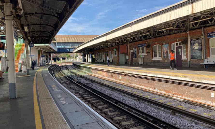 A general view of an empty platform at Clapham Junction station.