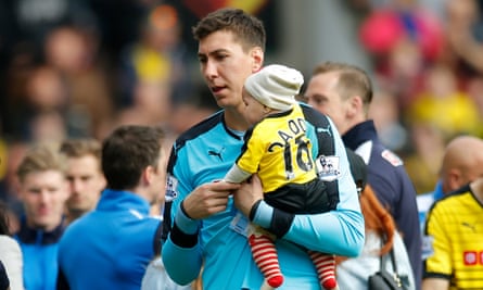 Costel Pantilimon during Watford’s lap of honour at the end of the last game of the 2015-16 Premier League season.