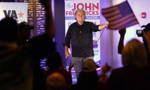 Former Trump advisor Steve Bannon gestures during a speech during an election rally in Richmond, Va., Wednesday, 13 Oct. Conservative radio host John Fredericks, a former Trump campaign chairman in Virginia, organized the “Take Back Virginia Rally” in support of Republican gubernatorial challenger Glenn Youngkin.