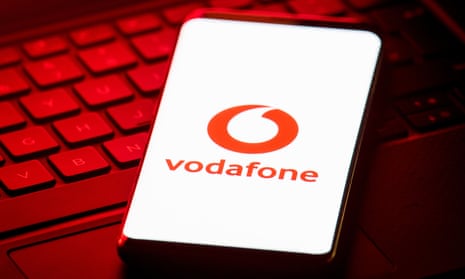 Vodafone logo displayed on the screen of a smartphone