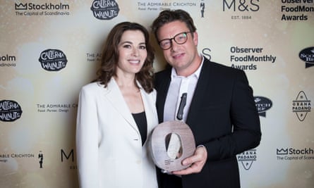 Nigella Lawson and Jamie Oliver at the OFM Awards in 2017.