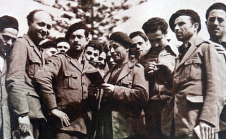 Volunteers of the International Brigade in military uniform