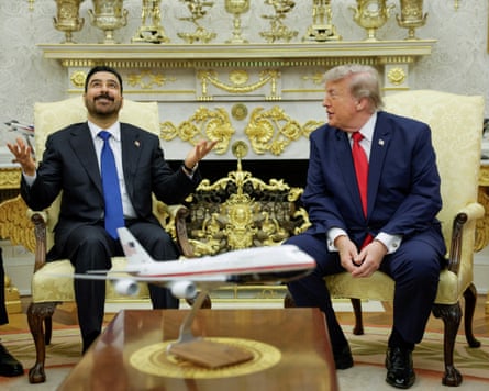 The Iraqi prime minister, Ali al-Zaidi, meeting the US president, Donald Trump, at the Oval Office