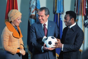 Pelé visits President Nixon at the White House with Rosemeri