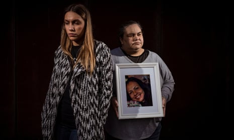 Tanya Day’s daughters Apryl Watson and Belinda Stevens with a photo of their mother