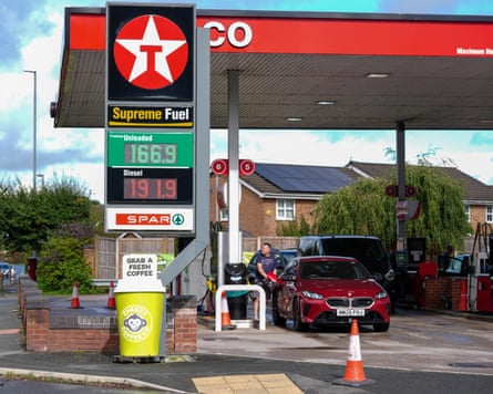 a Texaco petrol station in Northwich, UK.