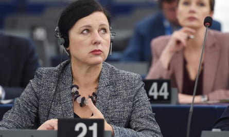 EU Commissioner in charge of Justice, Consumers and Gender Equality, Vera Jourova takes part in a debate on measures to be taken after the Facebook-Cambridge Analytica data breach at the European Parliament.