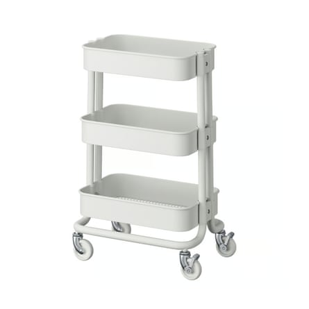 A white Ikea Råskog three-tier trolley