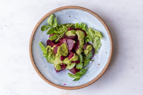 Who knew watercress stalks made great pesto – here used in a fresh beetroot salad.