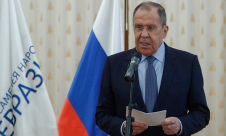 El ministro de Relaciones Exteriores de Rusia, Sergei Lavrov, pronuncia su discurso durante la inauguración del Centro Nacional de Diplomacia Pública de la Organización de Cooperación de Shanghái (OCS) en Moscú, Rusia, el 30 de junio de 2023.