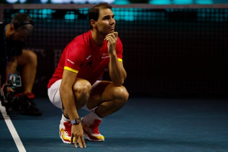 Rafael Nadal soaks in the atmosphere after the tie