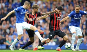 Everton play Huddersfield Town in the Premier League on 1 September 2018. Both clubs’ shirts feature the name of an online betting company