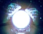 Two robotic hands reach toward a glowing crystal ball with digital code symbols floating around it