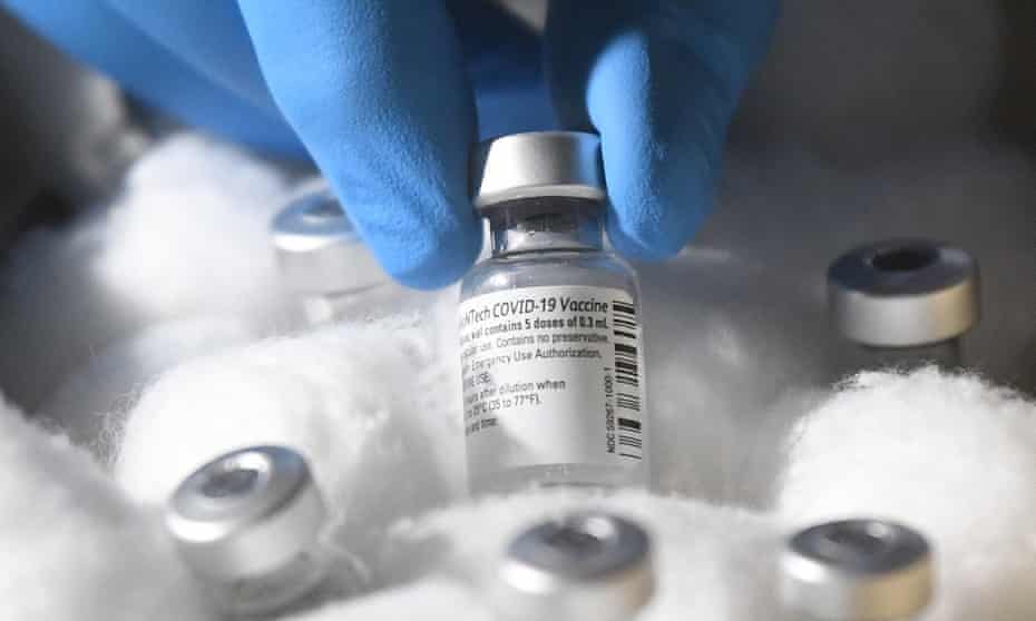 Pfizer-BioNTech vials at a British vaccination centre
