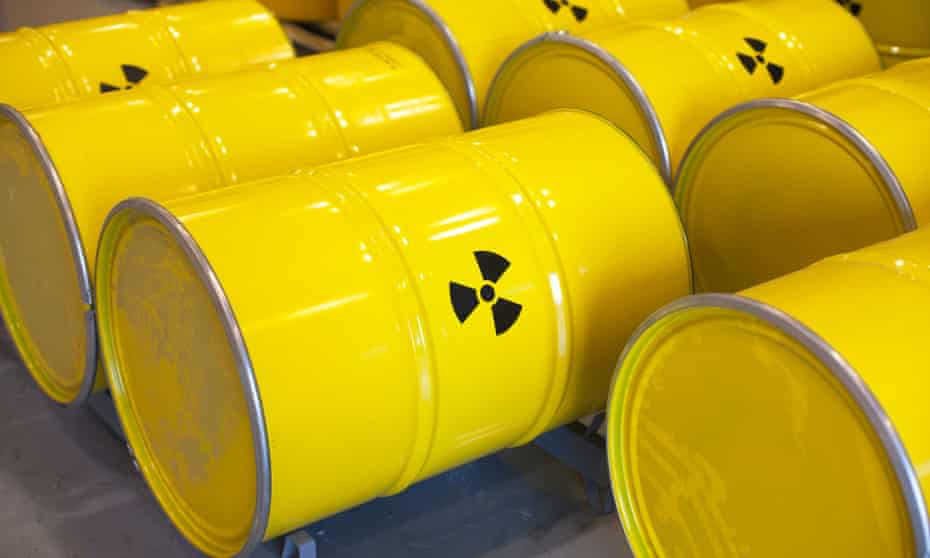 yellow barrels with radioactive waste disposal