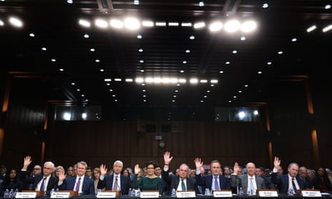 CEOs of banks and other large firms testify during a Senate banking committee hearing in Washington on Wednesday.