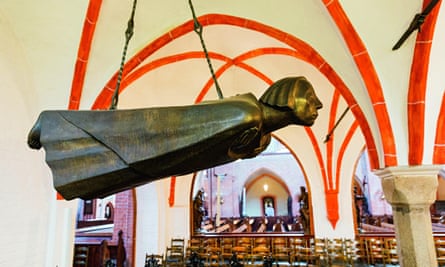 Ernst Barlach’s floating angel sculpture in the church at Güstrow.