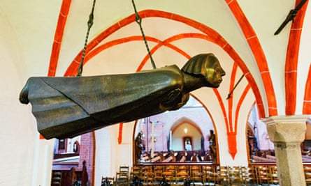Ernst Barlach’s floating angel sculpture in the church at Güstrow.