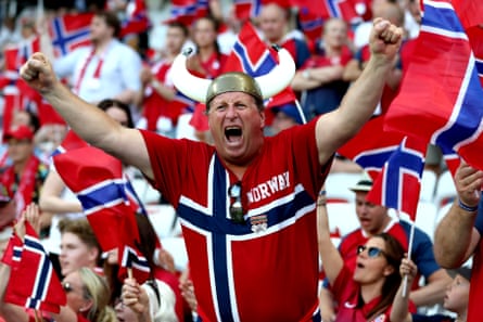 Norway fans show their support during a group A match between France and Norway at Stade de Nice.