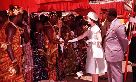 Tougher stories lie behind the imperial myths … the Queen meets her colonial subjects in Guyana in 1966 (which became independent of the British empire four months later).