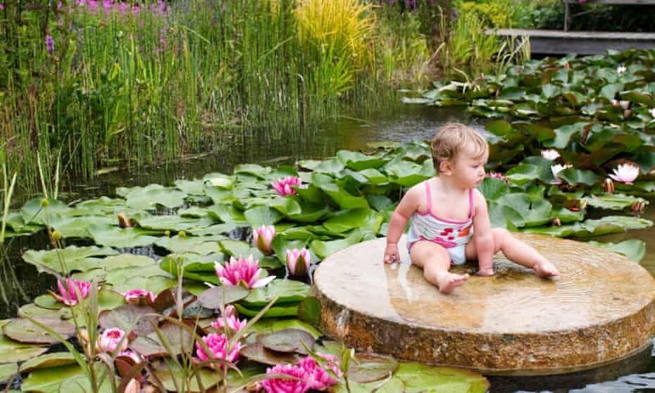 16-month-old Olivia enjoys Mary Mackie’s plant-filled pool near Newark