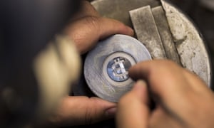 Bitcoin medals made at a Tokyo factory in Japan.