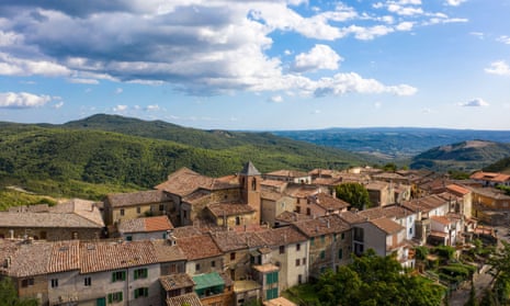 View over the hilltop village of Trevinano