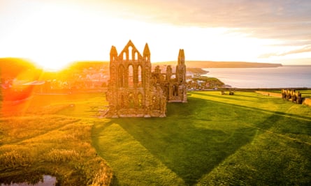 Sunset view of the Abbey overlooking the North Sea.