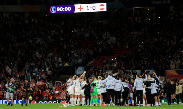 England players celebrate after the match.