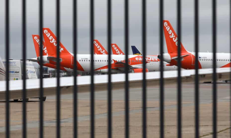 Parked EasyJet planes