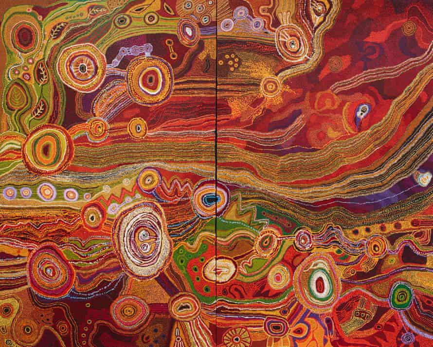Seven Sisters tjukurrpa, by the Ken Family Collective, which won the Wynne prize at the 2016 Archibald announcement