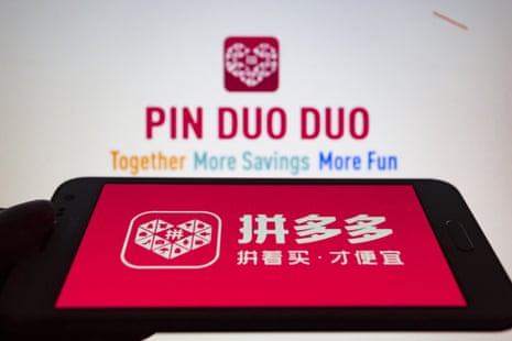 pinduoduo logo on and behind a smarthphone