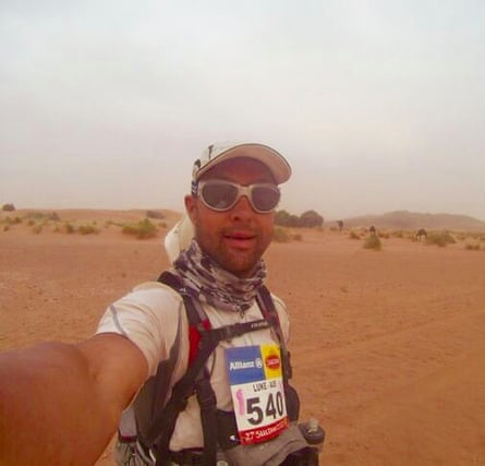 Luke Tyburski during an utlramarathon in the desert.