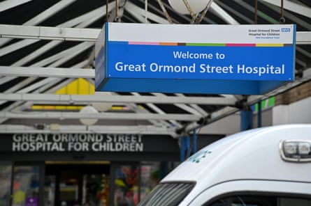 Great Ormond Street children’s hospital welcome sign is pictured in London