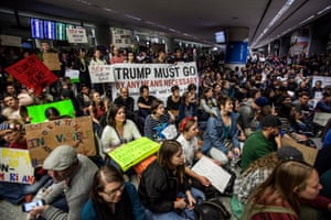Protests were also held at the arrivals hall of San Francisco’s SFO International Airport after people arriving from Muslim-majority countries were held at the border control as a result of the new executive order.