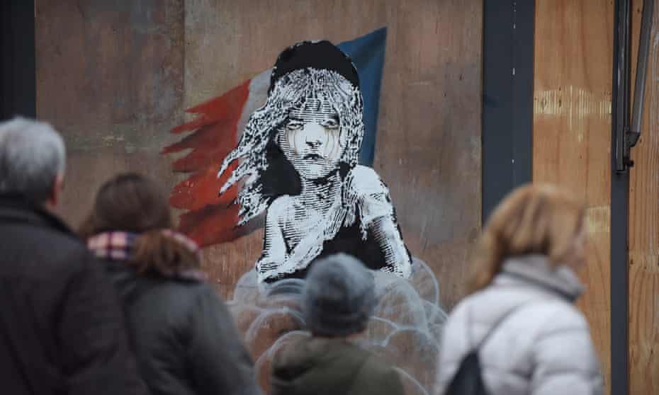 A Banksy artwork in London, opposite the French Embassy.