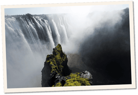 Water tumbling down Victoria Falls on the border of Zambia and Zimbabwe