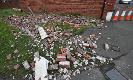 High winds damaged a terraced house in Dukinfield, Manchester