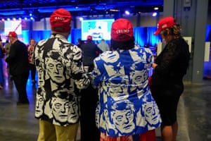 Supporters wait at an election night campaign watch party for Republican presidential nominee former Donald Trump