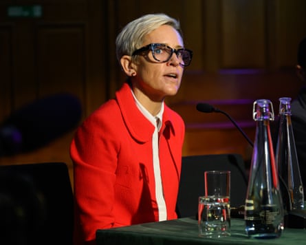 Dr Victoria Rose, a plastic surgeon who has worked in Gaza, addresses the Gaza tribunal in September 2025 in London