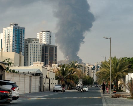 Smoke billows from the Fujairah industrial zone