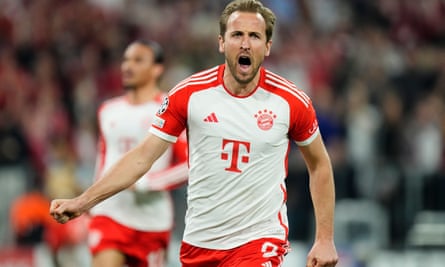 Harry Kane after scoring against Real Madrid in the Champions League semi-final first leg.