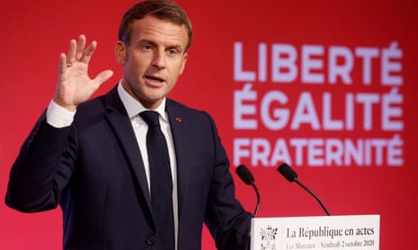 Emmanuel Macron delivers his speech about the strategy to fight separatism