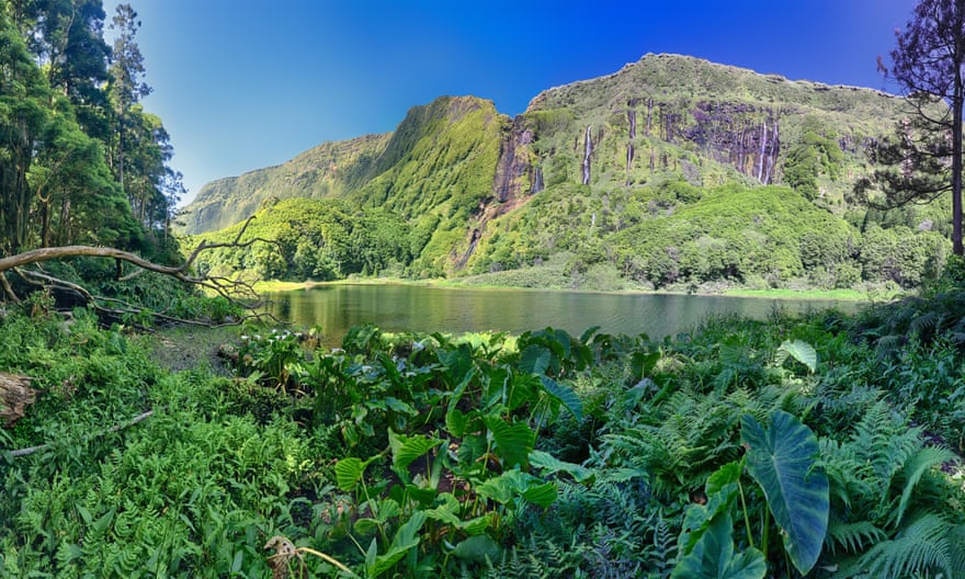 Panoramic view of lake Poco do Ribeira do Ferreiro at the Azores island of FloresT26E73 Panoramic view of lake Poco do Ribeira do Ferreiro at the Azores island of Flores