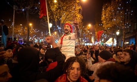 Celebrations on the Champs Élysées on 10 December after Morocco beat Portugal