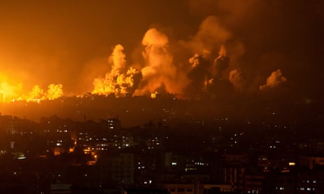 An Israeli airstrike in Gaza City on 8 October 2023. 