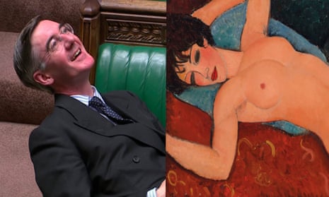 Lay back and think of England … Jacob Rees-Mogg and Modigliani painting.