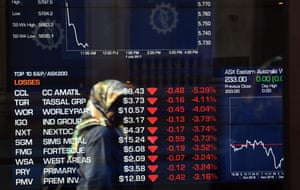 An indicator board at the Australian Stock Exchange.
